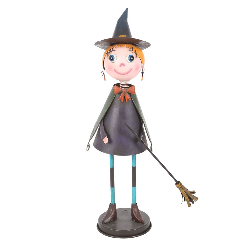 Something Different - Metal Witch Ornament with Broom Garden figure - Multicolours